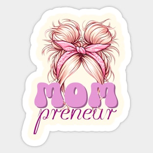 Mompreneur, messy bandana bun design Sticker